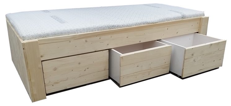 Houten Bed Laag - Petra (Met bodem, matras, levering én montage)