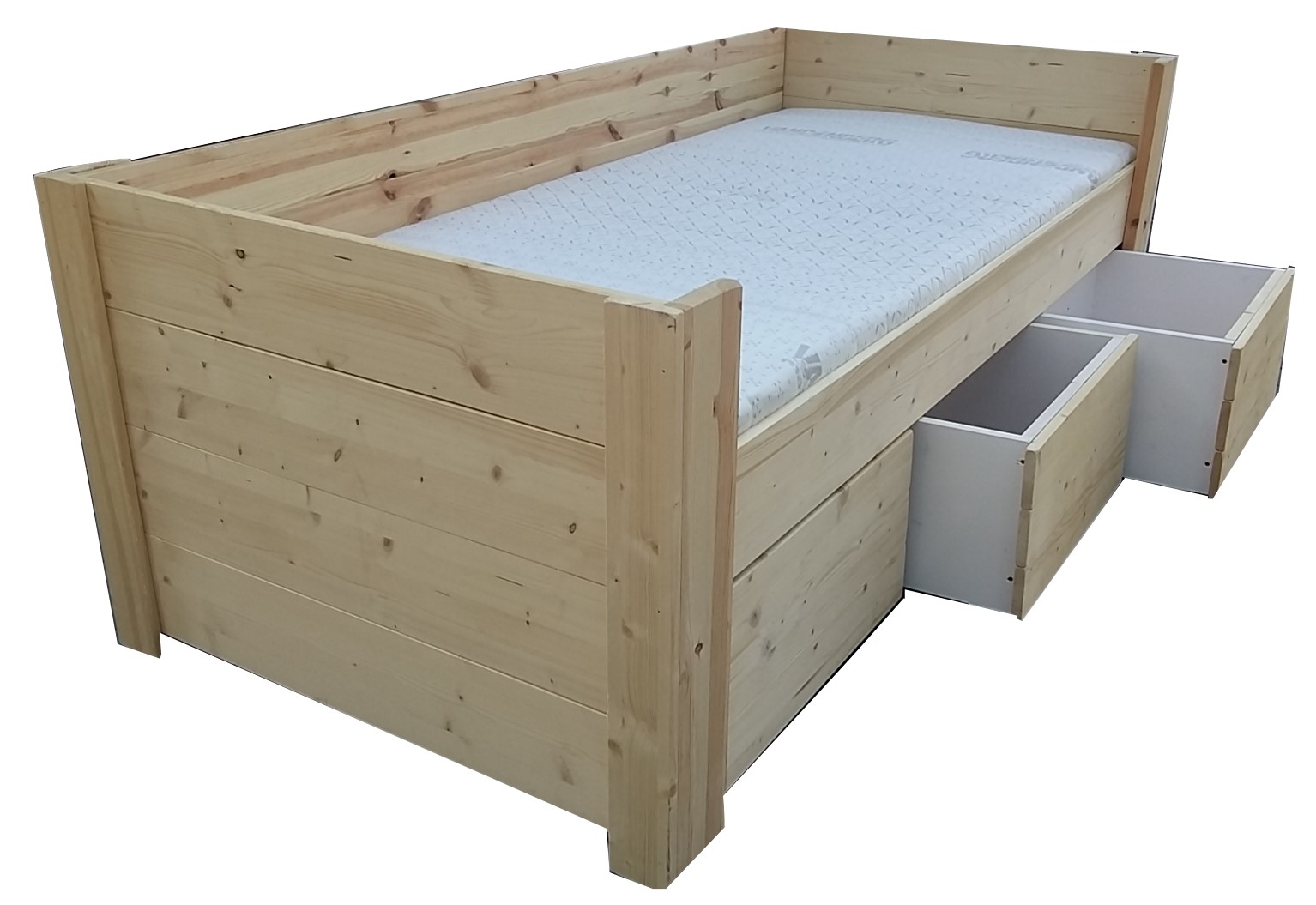 hart Gasvormig kast Houten Bank Bed met 3 laden - Petra (Hoog)