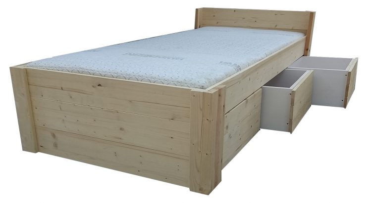 Houten Loungebed met 3 laden - Petra